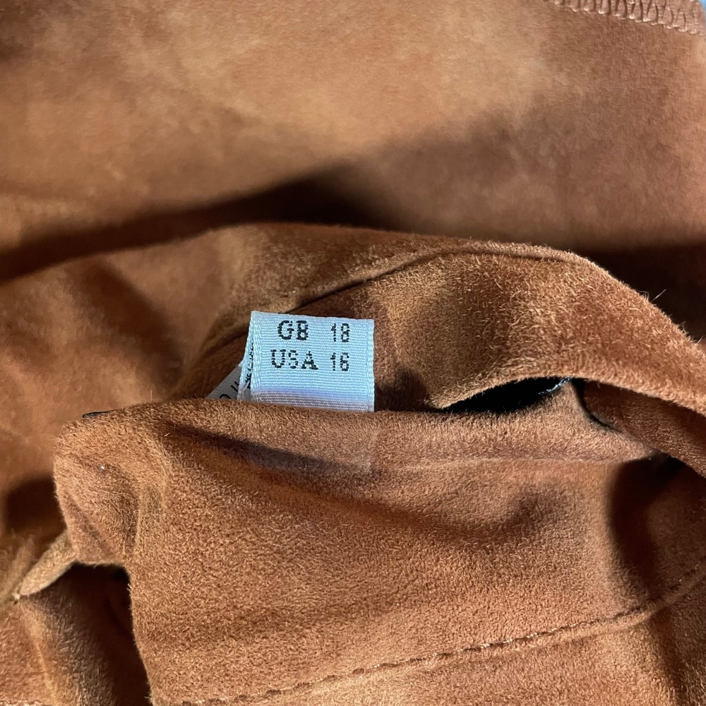 Vera Pelle Reversible Leather Suede Jacket Womens 16 Tan Cognac Made in Italy - Picture 8 of 9